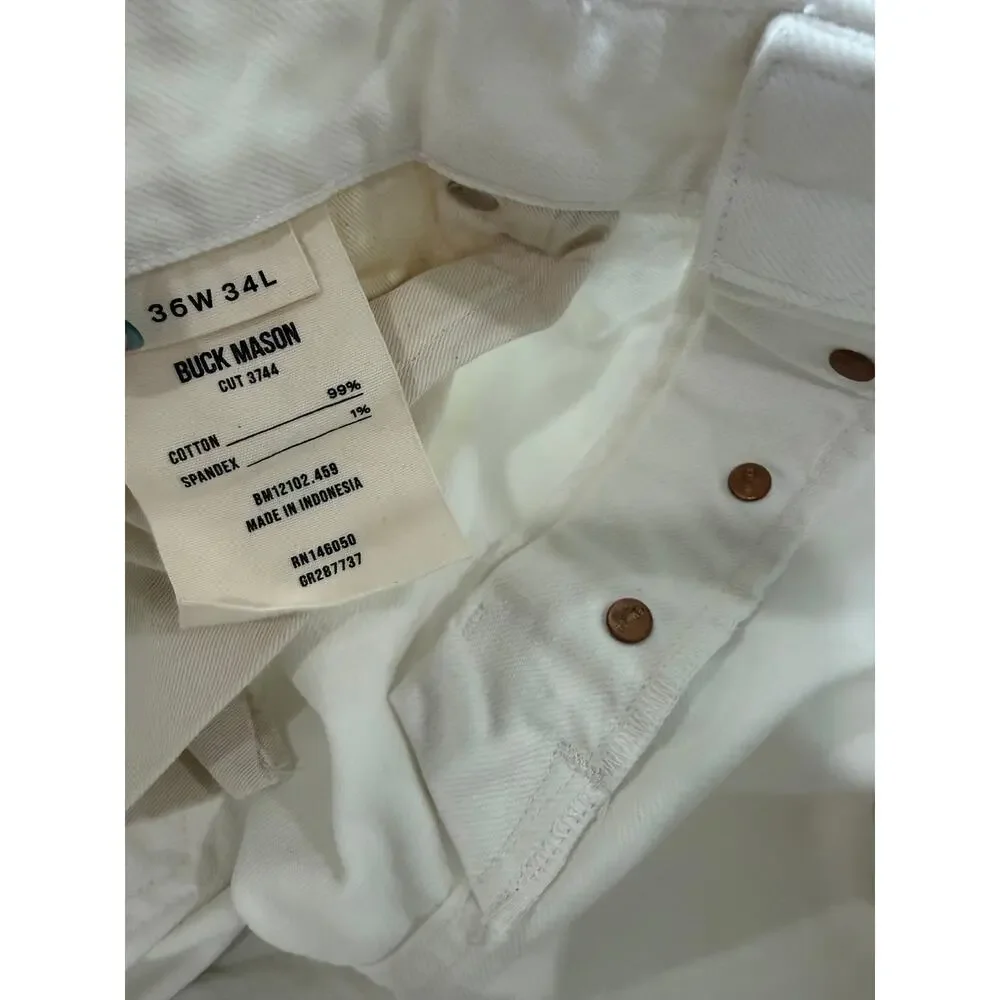 Buck Mason Classic Button Fly Ford Standard White Japanese Denim NWT 36x32